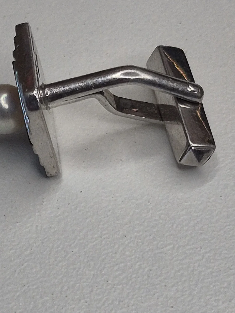 Mikimoto Akoya Pearl Single Cufflink On Mother Of Prarl Shadow Box, Stamped